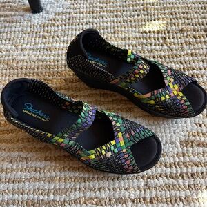 Skechers Cali Parallel Woven Wedge Sandals 9